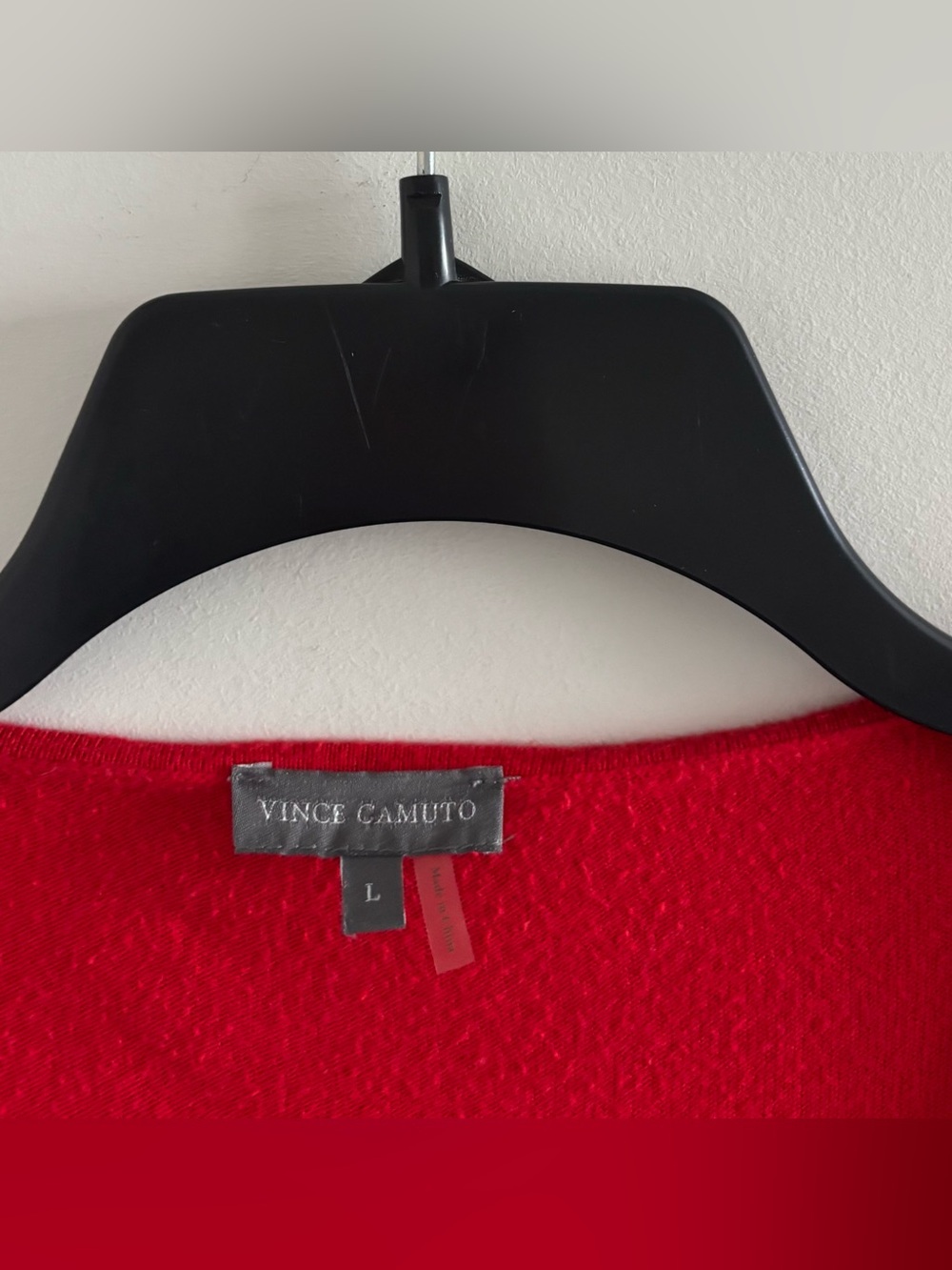 Vince Camuto Sweater Red Faux Wrap Pullover Cotton Modal Womens L Preppy Classic - Picture 5 of 10